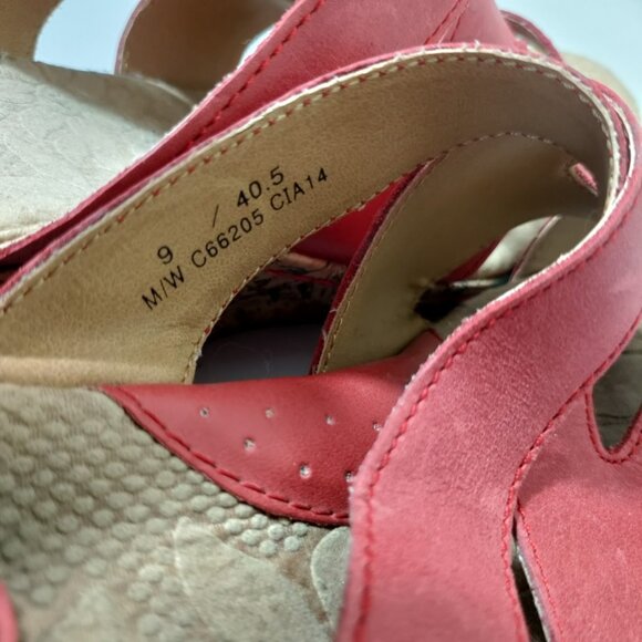 BOC Born Concept Red Leather Floral Cork Slide Strappy Wedge  Sandals Sz‎ 9 - Picture 6 of 8